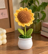 Crochet sunflower pot alternate view