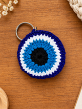 Crochet Evil Eye Keychain – Handmade Nazar Bag Charm