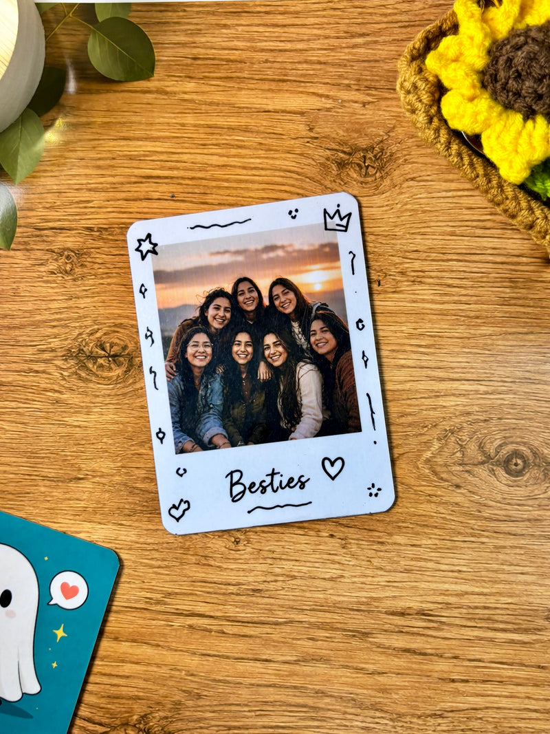 Besties personalised polaroid-style photo fridge magnet