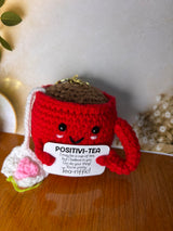 Crochet Tea Mug Keychain – Handmade Positivi-Tea Bag Charm