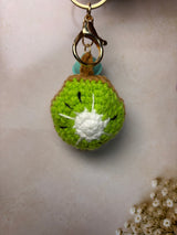 Crochet Kiwi Keychain – Handmade Fruit Slice Bag Charm
