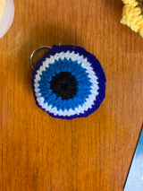 Crochet Evil Eye Keychain – Handmade Nazar Bag Charm