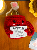 Crochet Tea Mug Keychain – Handmade Positivi-Tea Bag Charm