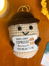 Crochet Coffee Cup Keychain – Handmade Espresso Cup Bag Charm