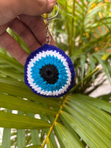 Crochet Evil Eye Keychain – Handmade Nazar Bag Charm