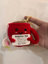 Crochet Tea Mug Keychain – Handmade Positivi-Tea Bag Charm