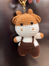 Crochet Bear Doll Keychain – Handmade Cute Overalls Bag Charm